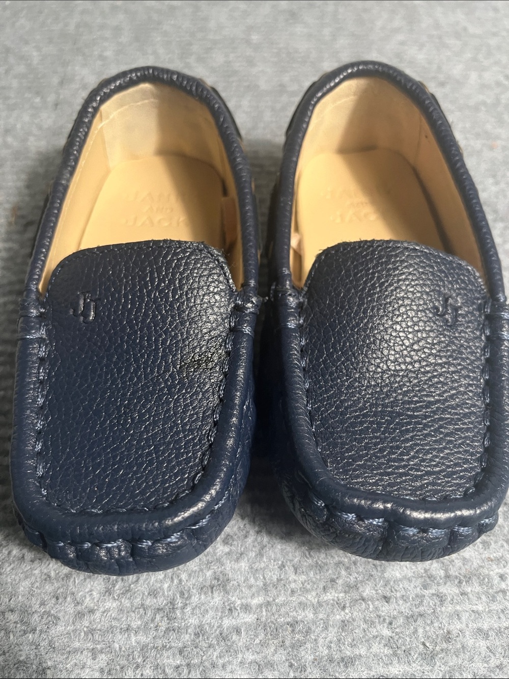 Janie and Jack Navy Leather Moccasin Loafers